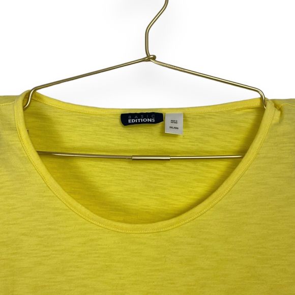 Basic Editions T-Shirt XXL Cotton Top Casual Short Sleeve Shirt Yellow 0318 - Picture 3 of 5